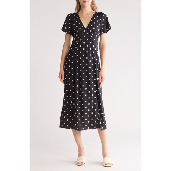 Madewell Dresses & Skirts - Madewell Black Polka Dot Midi Dress